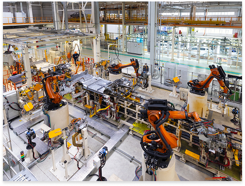 Produktionsstrecke in einem Industriebetrieb